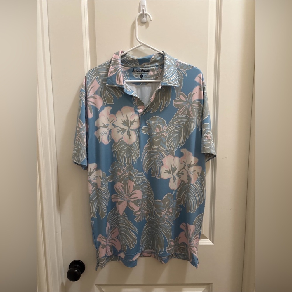 Chubbies The Dad’s Vacation Performance Polo Men’s Size L Golf Floral